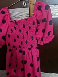 Zudio Pink Polka Dot Dress 11-12 Yrs