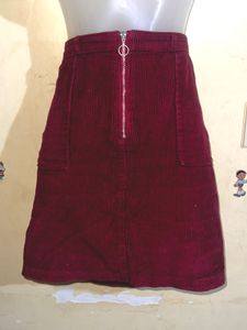 Burgundy Corduroy Mini Skirt