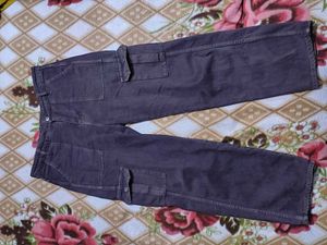 Dark Brown Cargo Flared Pants