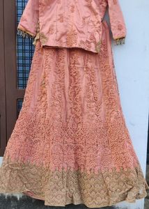 One Time Used Bridal Lehanga Peach Colour