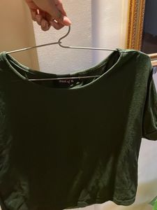 Dark Green Cropped Top