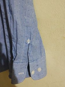 Blue Cotton Casual Shirt For Men