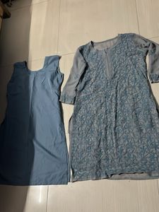 🩶Gray Stylish Lucknowi Kurta With Lining 🩶