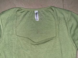 Green Full Sleeve Fitted Top