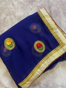 Royal Blue Saree with Blouse Piece (Brand New)