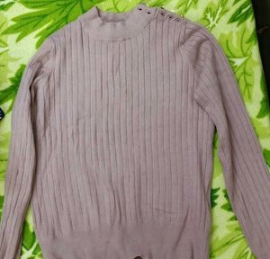 Ribbed Knit Shoulder Detail Top