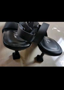 Mayze Black Slingback Heels with Crystal Embellish