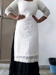Lace White Kurta