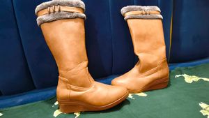 Leather Wedge Winter Boots