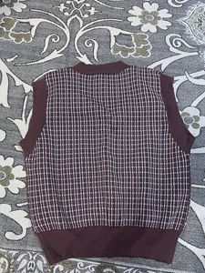 Brown Checkered Sweater Vest