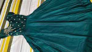 Party Wear Dark Green Silk Gown
