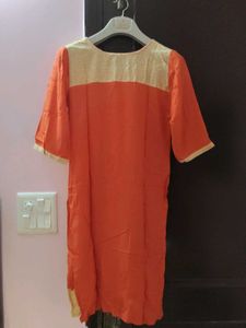 Orange Kurta Casual Fashionable For Women