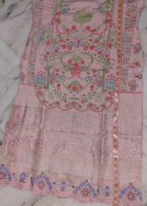 Peach Pink  Straght Kurta Pants Duppata