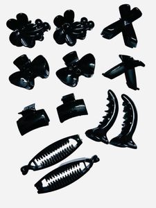Hair Clutcher 12 Pcs Black Color