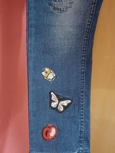 Dark Blue ,Mid Rise Skinning Jeans With Patch Work