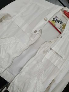 Exported Stylish White Moto Jacket