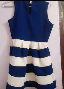 Navy and white striped dress