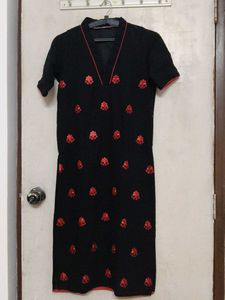 Elegant Black Embroidered Dress