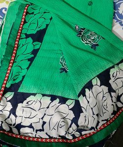 Floral Green saree with embroidery