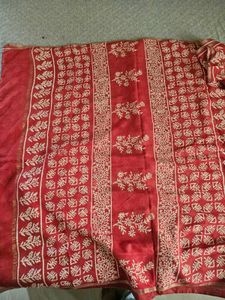 Brand New Cotton Bagru Print Saree And Blouse