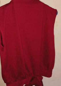 Vintage Red Sleeveless Blouse