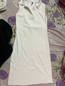 White Ribbed Mini Dress