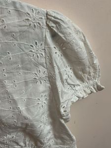 White Eyelet Crop Top - Size S