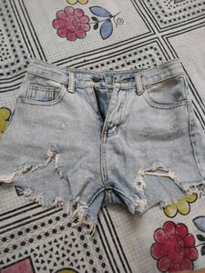 Ripped Denim Shorts
