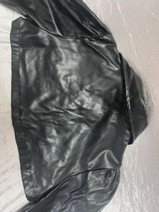 Black Faux Leather short Jacket/shirt