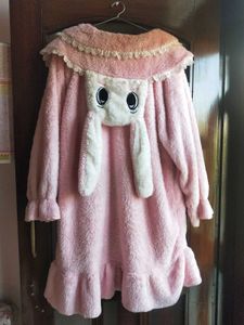 Plush Pink Nightdress Oversized Winter Korean