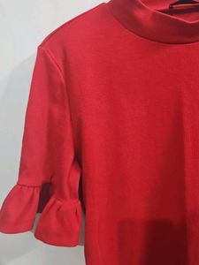 Red Ruffle Sleeve Top