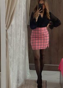 Pink Plaid Mini Skirt