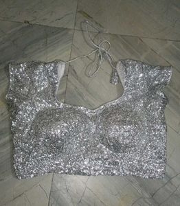 Sparkling Silver Sequin Blouse