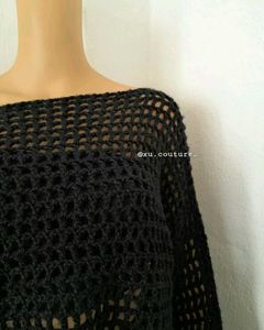 Crochet Black Mesh Sweater