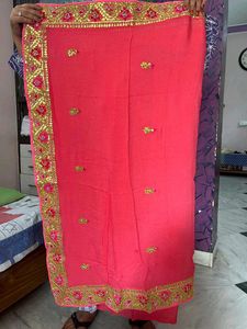 Pink Gottal Patti Sari - Pure Georgette
