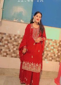 Red Embroidered Kurta Set