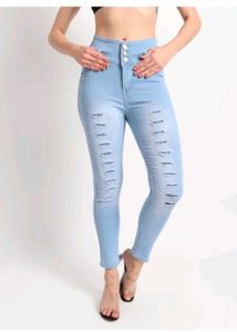 TYFFYN Women Slim Mid Rise Light Blue Jeans