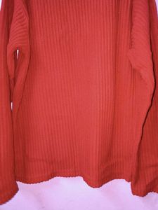 Rust Ribbed Turtleneck Sweater