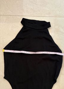 Chic Black Ribbed Bodysuit