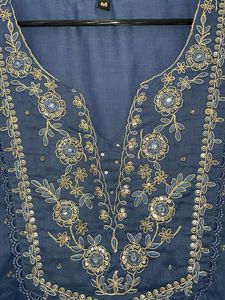 Elegant Blue Embroidered Anarkali Suit Set