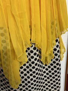 Yellow Chiffon Polka Dot Dress