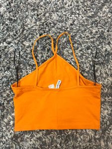 H&amp;M Orange Halter Crop Top