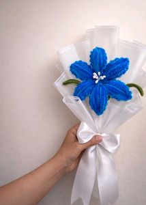 Blue Crochet Flower Bouquet