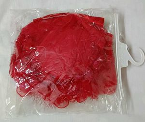 Red Net Hair Veil with Bow and Pearl Accent