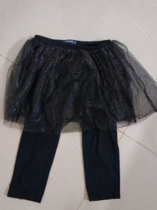 Skirt With Pant Black Partywear