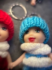 Set Of 6 Doll Keychains