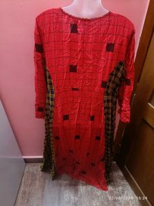 4xl Full Length Red &amp; Black Kurta