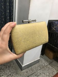Silver Clutch Cum Sling Bag