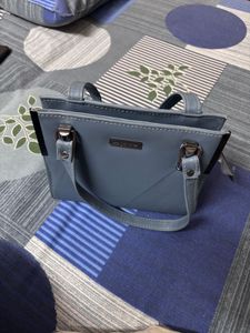 Blue Patent Leather Top Handle Bag