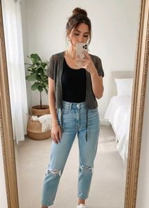 Crochet Knit Tie Front Cardigan